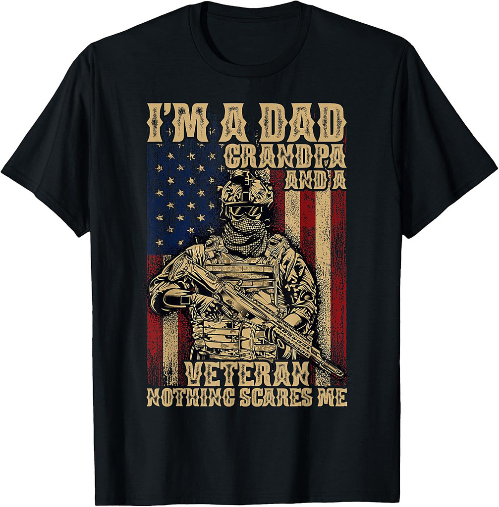 4th of July | USA Flag | I'm a Dad Grandpa and a Veteran T-Shirt