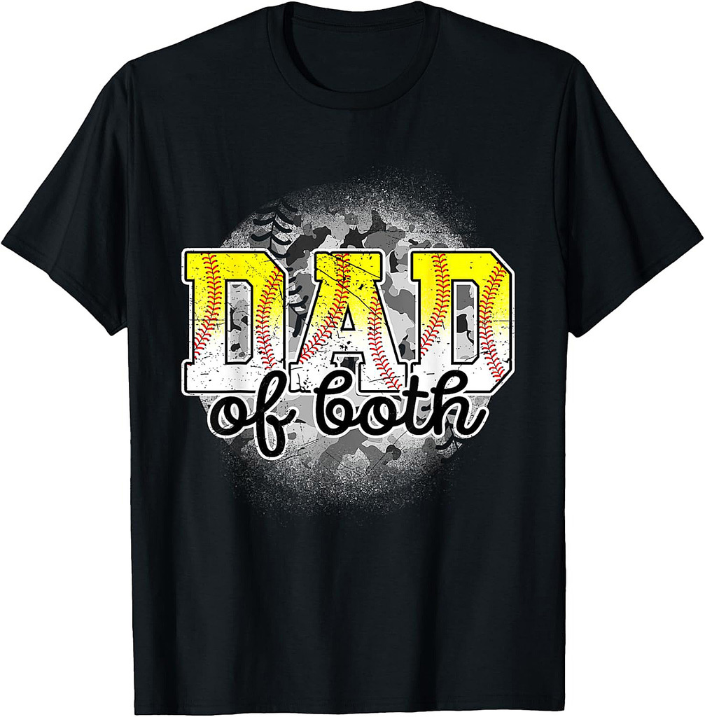 Dad of Both Baseball Softball Father's Day Baseball Player T-Shirt