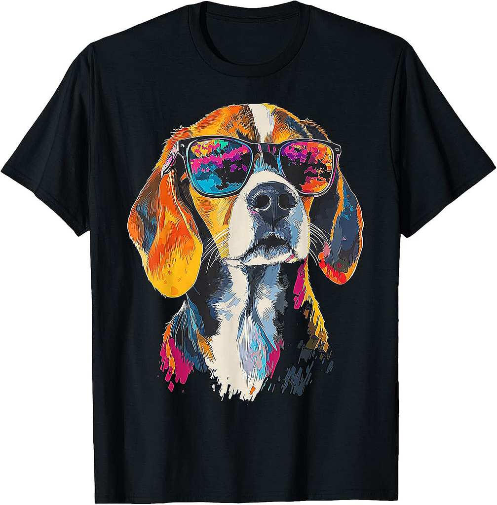 Beagle Dog Motif Pet Artwork Sunglasses Beagle T-Shirt for Men Women