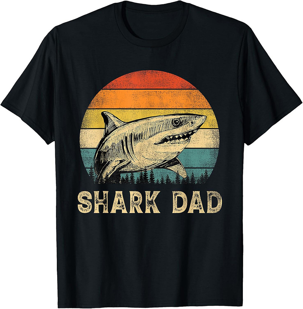 Vintage Shark Dad Shark Lovers Daddy Father's Day T-Shirt