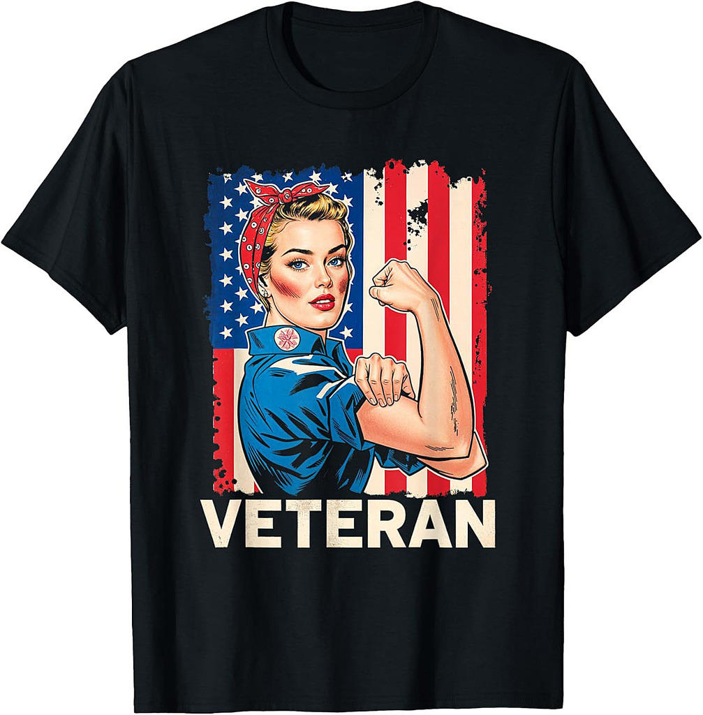 Veteran Strong Woman Rosie Patriotic USA Veteran T-Shirt