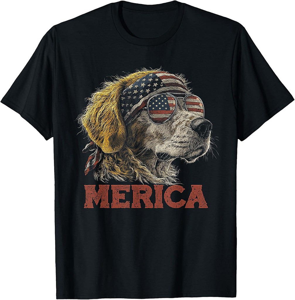 Beagle Dog Patriotic USA 4th of July American Flag Funny T-Shirt for Men Women