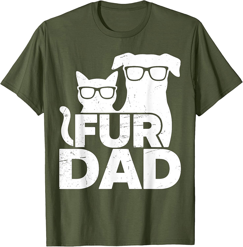Mens Funny Fathers Day Best Fur Dad Ever Dog Cat Owner T-Shirt