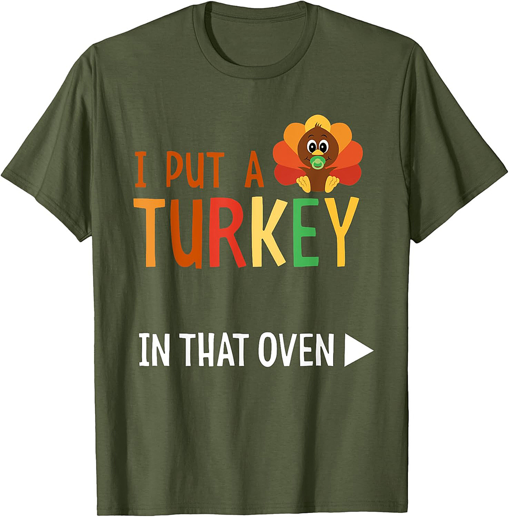 Pregnancy Announcement T Shirt For Couples Thanksgiving Dad T-Shirt