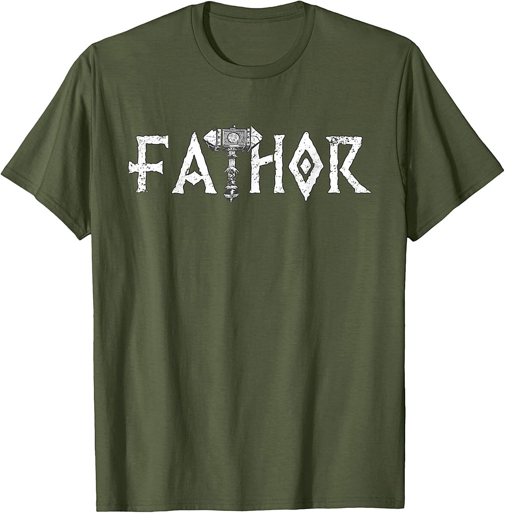 Mens Fathor Like a Dad Just Way Mightier Father's Day Viking T-Shirt