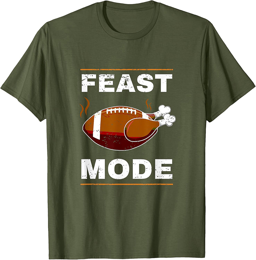 Funny Thanksgiving Turkey Feast Mode American Football Gift T-Shirt