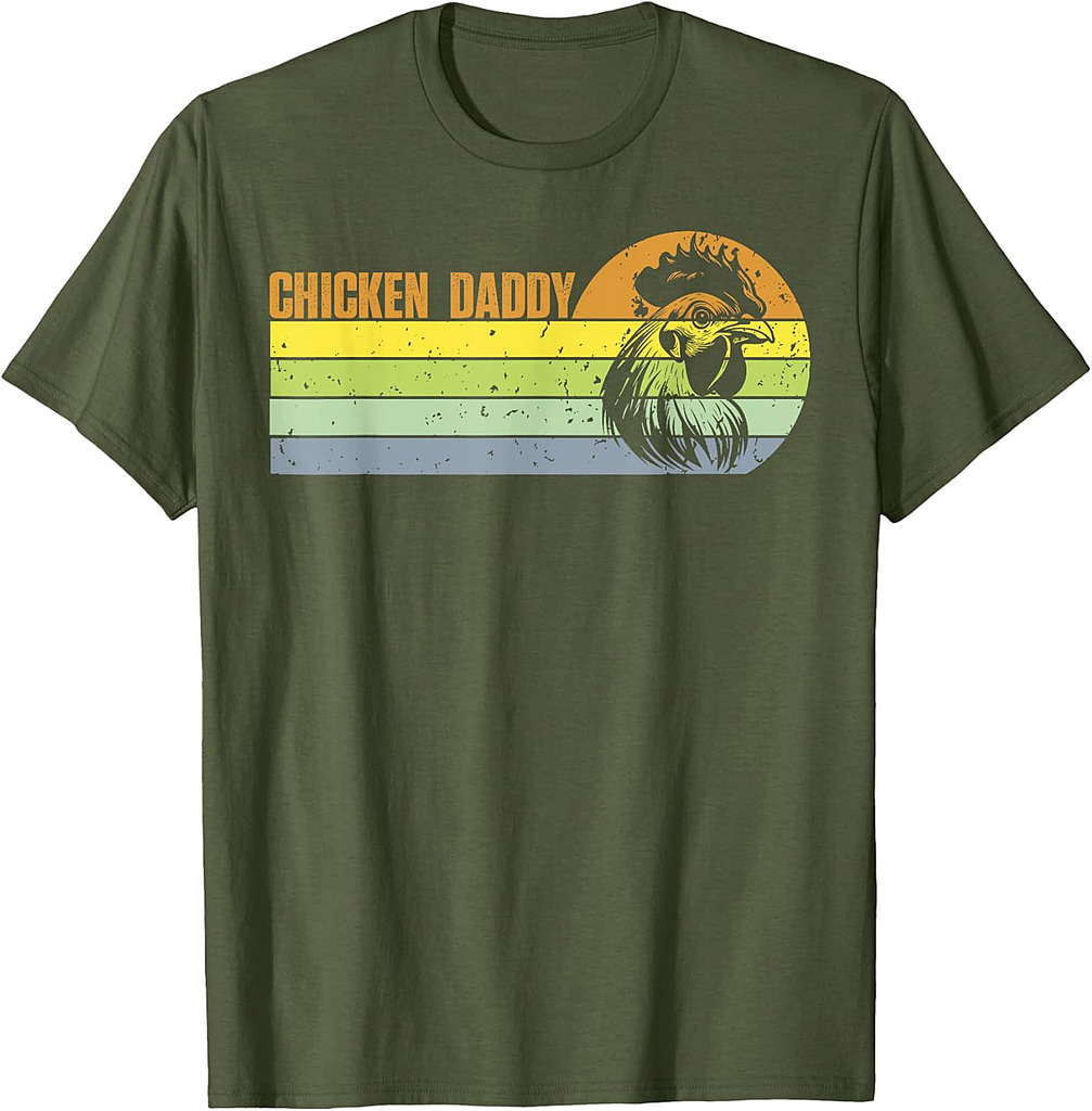 Chicken Daddy Vintage Rooster For Dad Farmer Fathers Day T-Shirt
