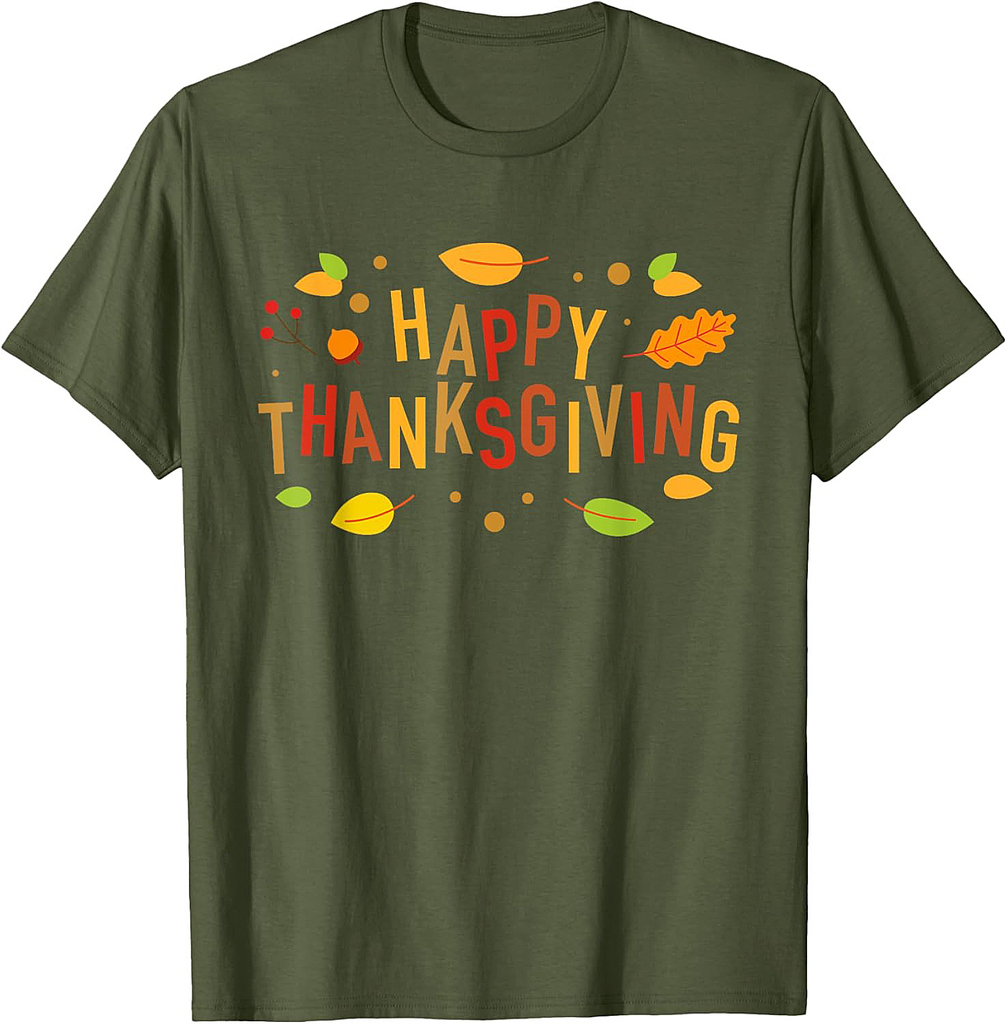 Fall Color Cute Adorable Happy Thanksgiving Design T-Shirt