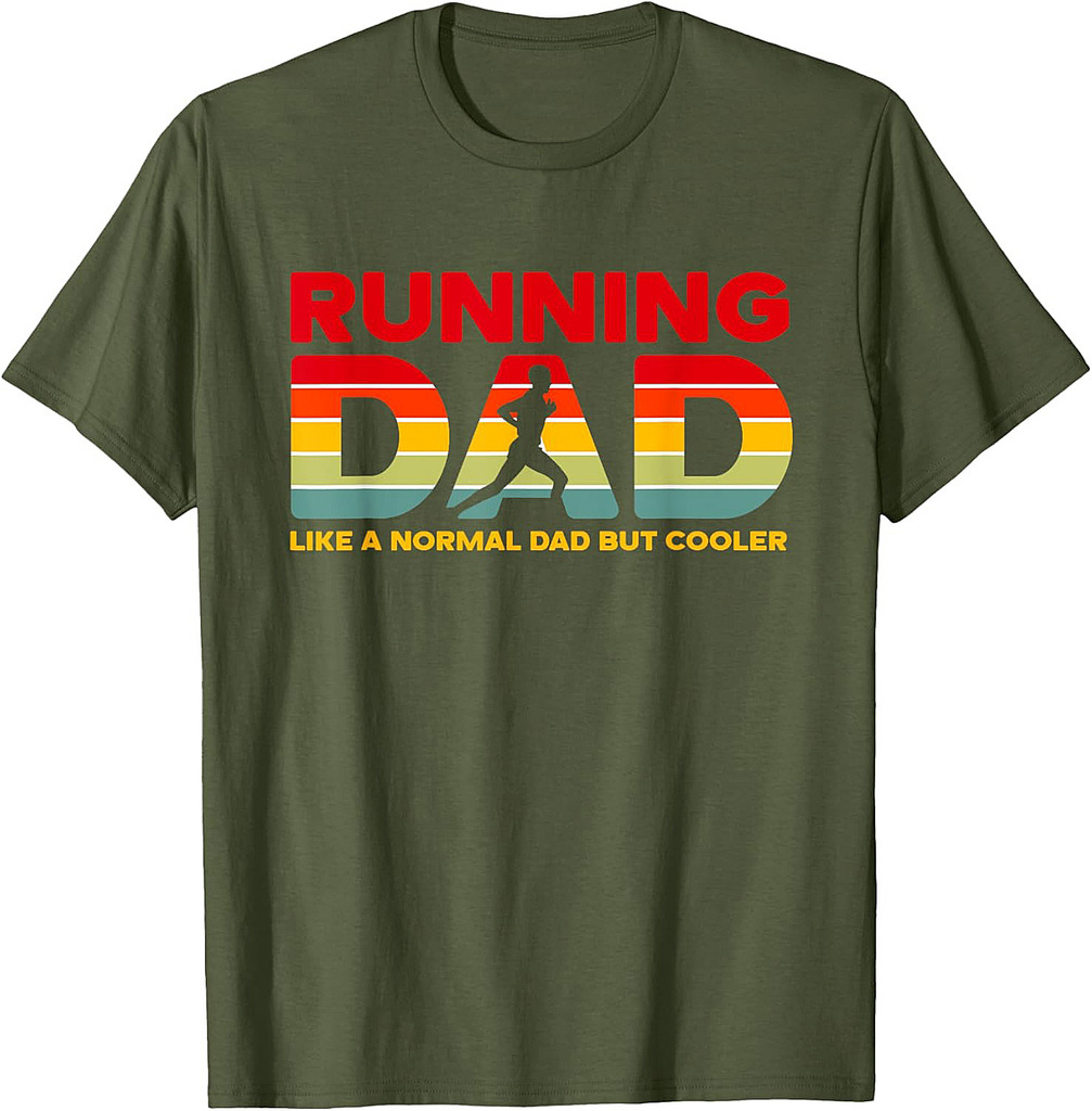 Retro Running Dad Apparel  Funny Marathon Father T-Shirt