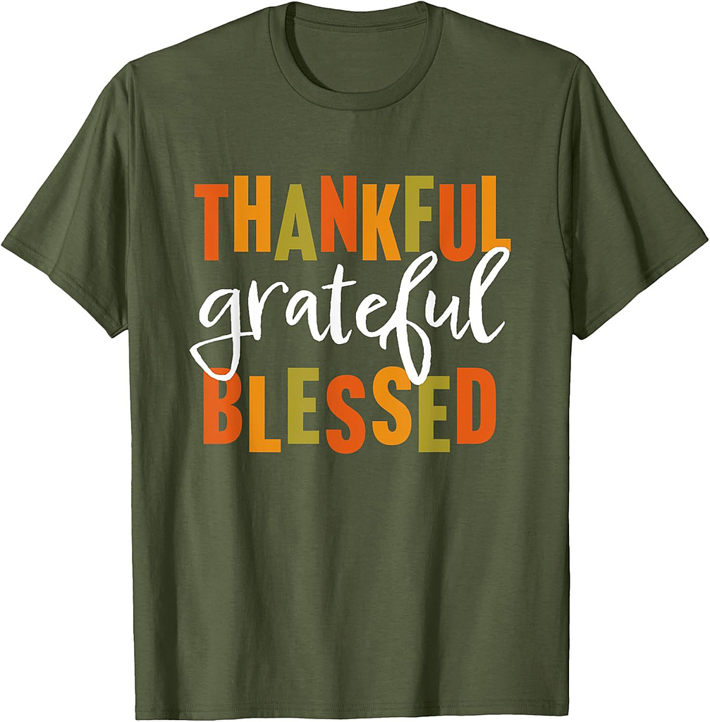 Thankful Grateful Blessed Shirt Women Men Thanksgiving T-Shirt