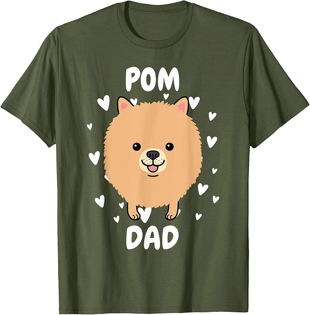 Pom Pomeranian Dad Papa Daddy Pa Father for Father’s Day T-Shirt