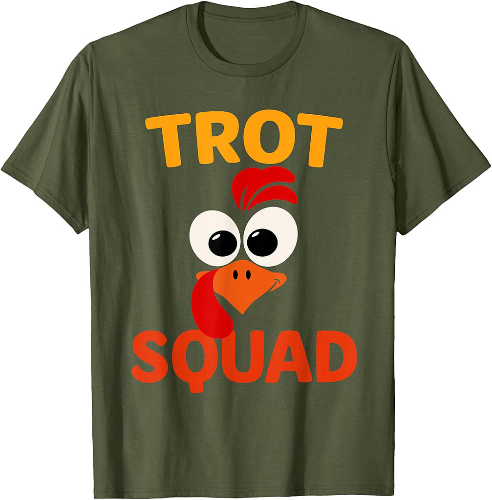 Funny Turkey Trot Squad Thanksgiving Running Family Marathon T-Shirt