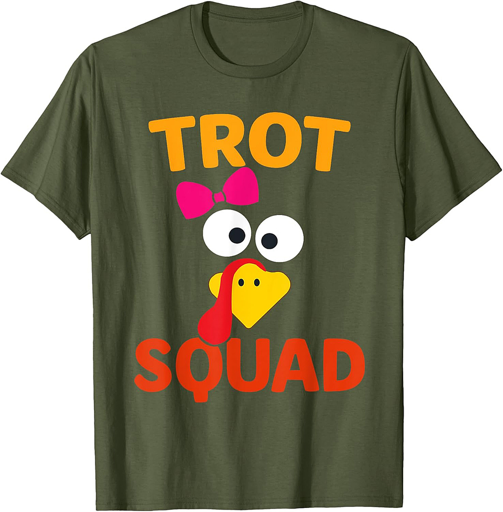 Turkey Trot Squad Funny Thanksgiving Running Family Marathon T-Shirt
