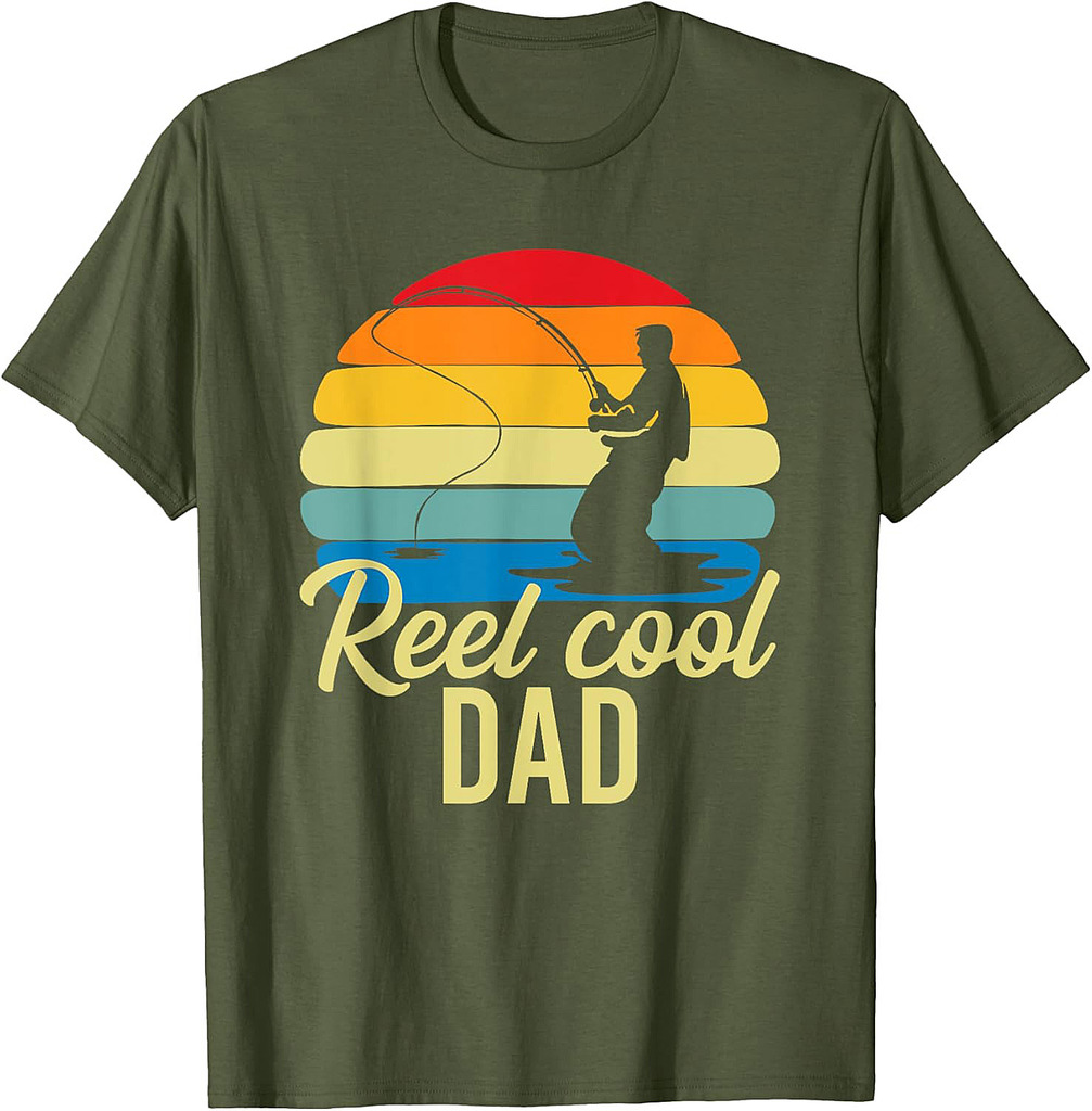 Reel Cool Dad Fishing Papa Father's Day Fisherman T-Shirt