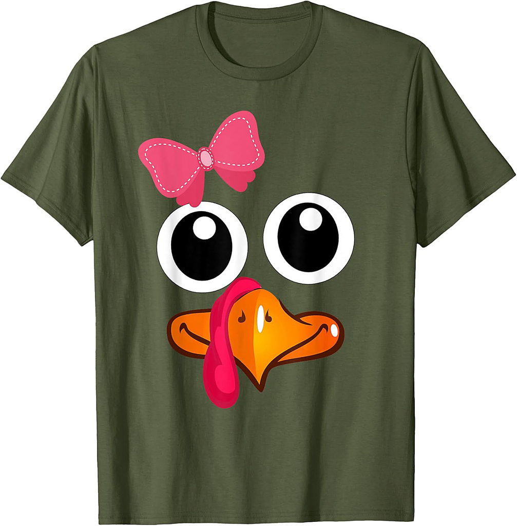 Thanksgiving Turkey Face Cute Girl T-Shirt