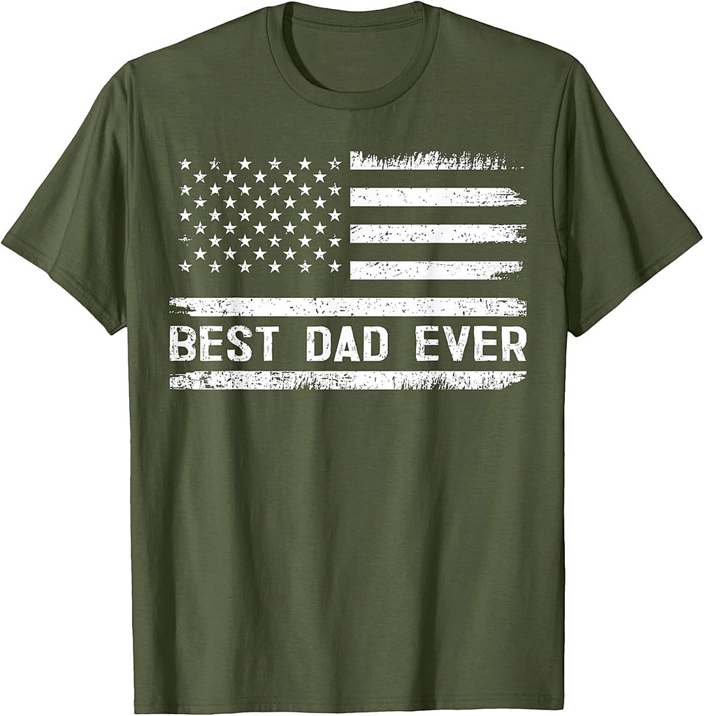 Best Dad Ever With US American Flag Gifts Fathers Day Dad T-Shirt