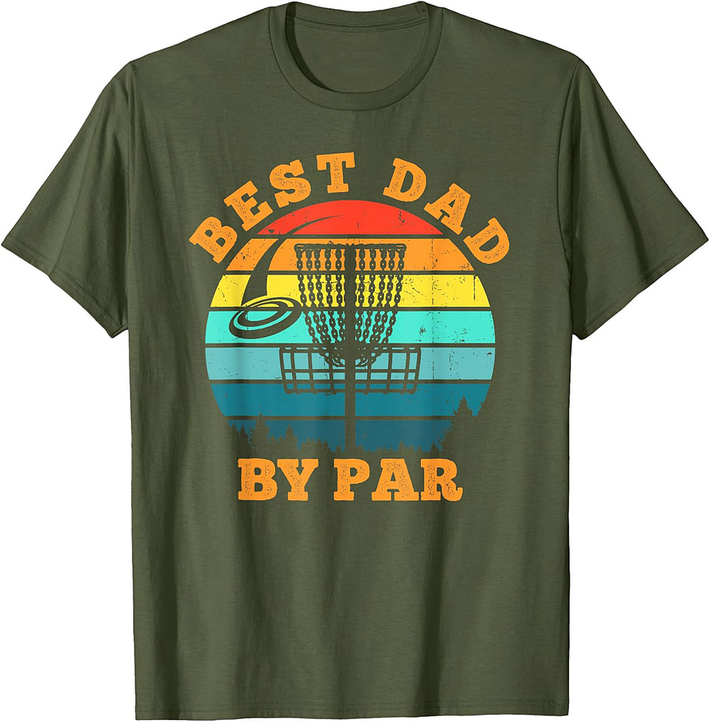 Best Dad By Par Disc Golf Funny Frisbee Golfer Father's Day T-Shirt