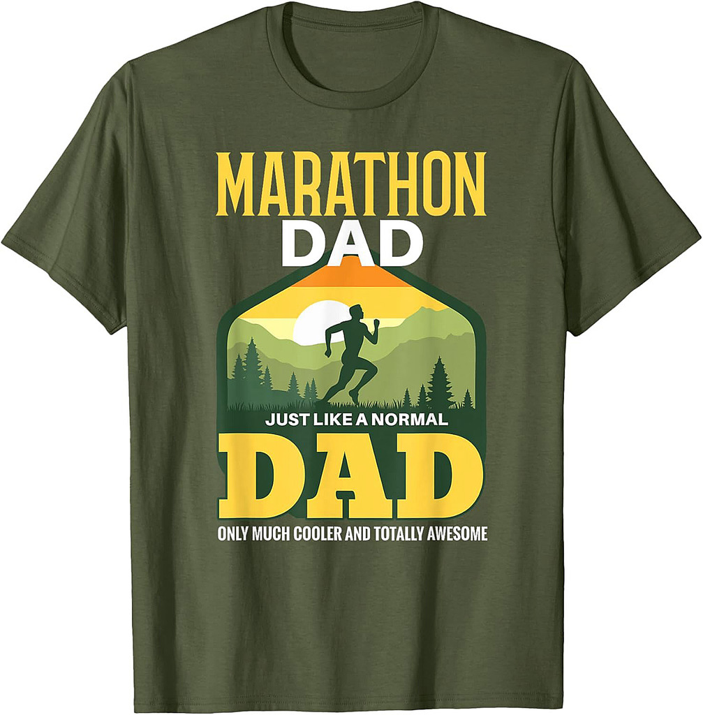 Mens Marathon Shirt Funny Dad Marathoner Father Running T-Shirt