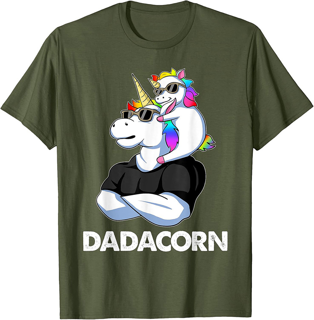 Dadacorn  Unicorn Dad and Baby Christmas Papa Father's Day T-Shirt
