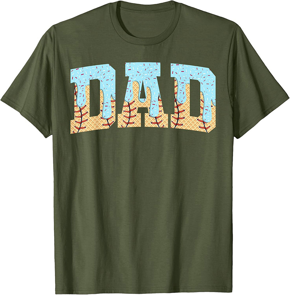 Baseball Dad Ice Cream Drip Fathers Day T-Shirt