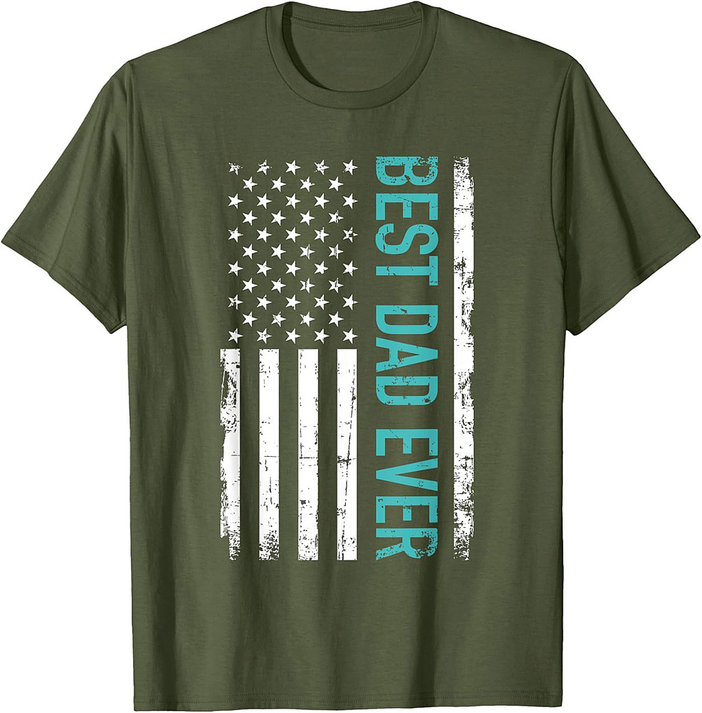 Father's Day Best Dad Ever With US American Flag T-Shirt