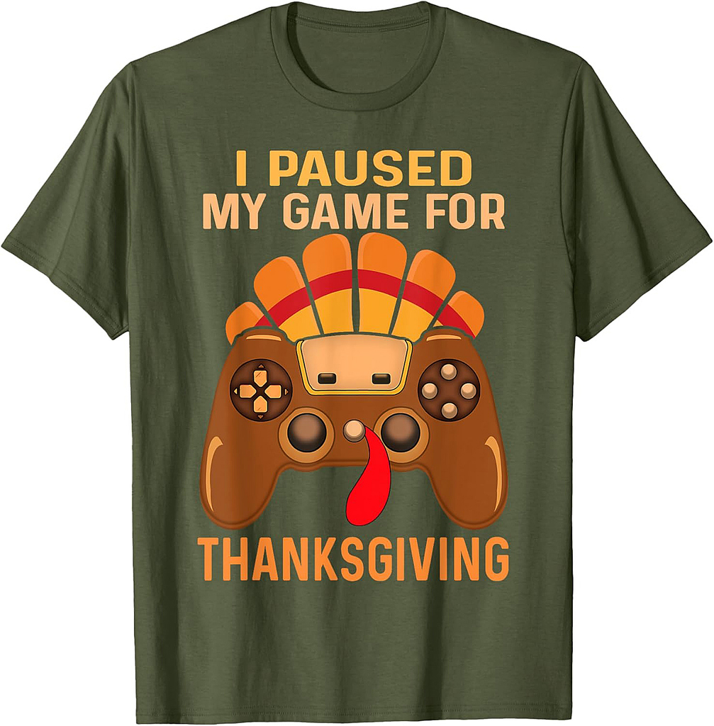 Happy Thanksgiving gaming fall Turkey gamer boys men T-Shirt
