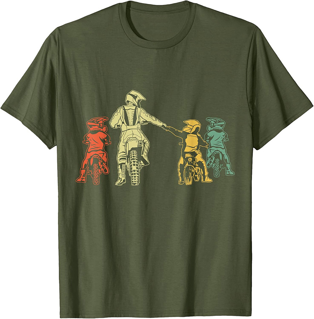 Mens Dirt Bike Motocross Motorcycle Dad With Kids Father T-Shirt