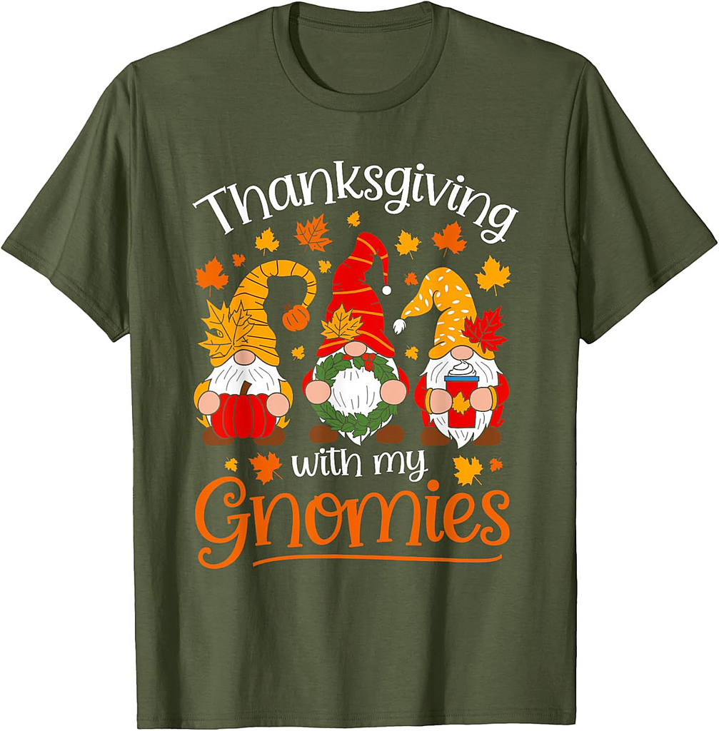 Thanksgiving With My Gnomies Cute Fall Gnome Design T-Shirt