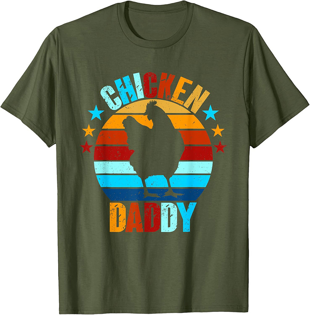 Chicken Daddy Vintage Rooster For Dad Farmer Fathers Day T-Shirt