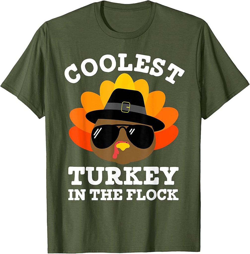 Thanksgiving for Men Boys Toddler Coolest Turkey T-Shirt