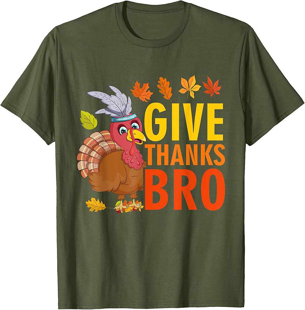 Give Thanks Bro Cute Turkey Toddler Thankful Thanksgiving T-Shirt
