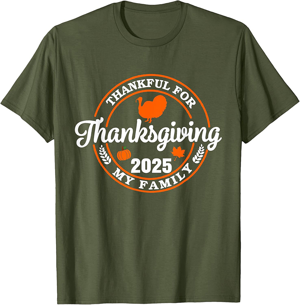 Family Thanksgiving 2025 Thankful For My Tribe Group Autumn T-Shirt