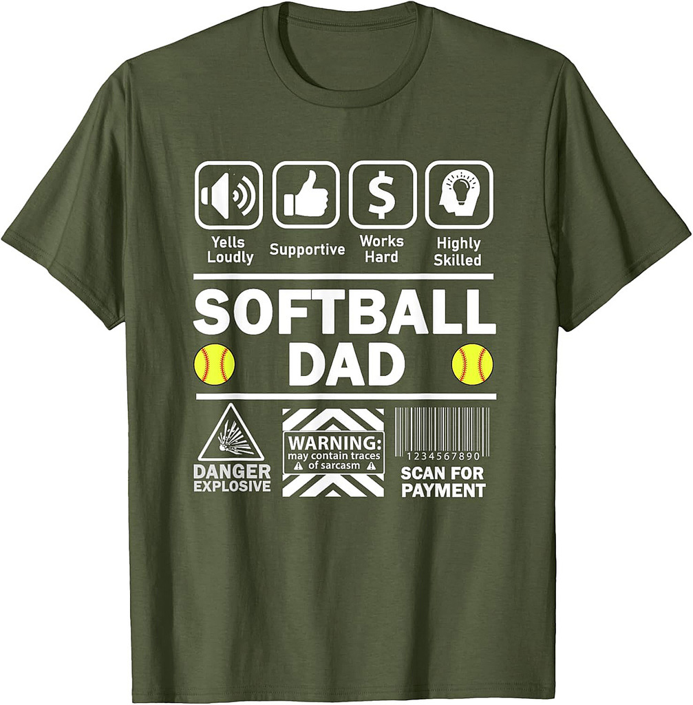 Softball Dad Funny Contents of Sports Father T-Shirt