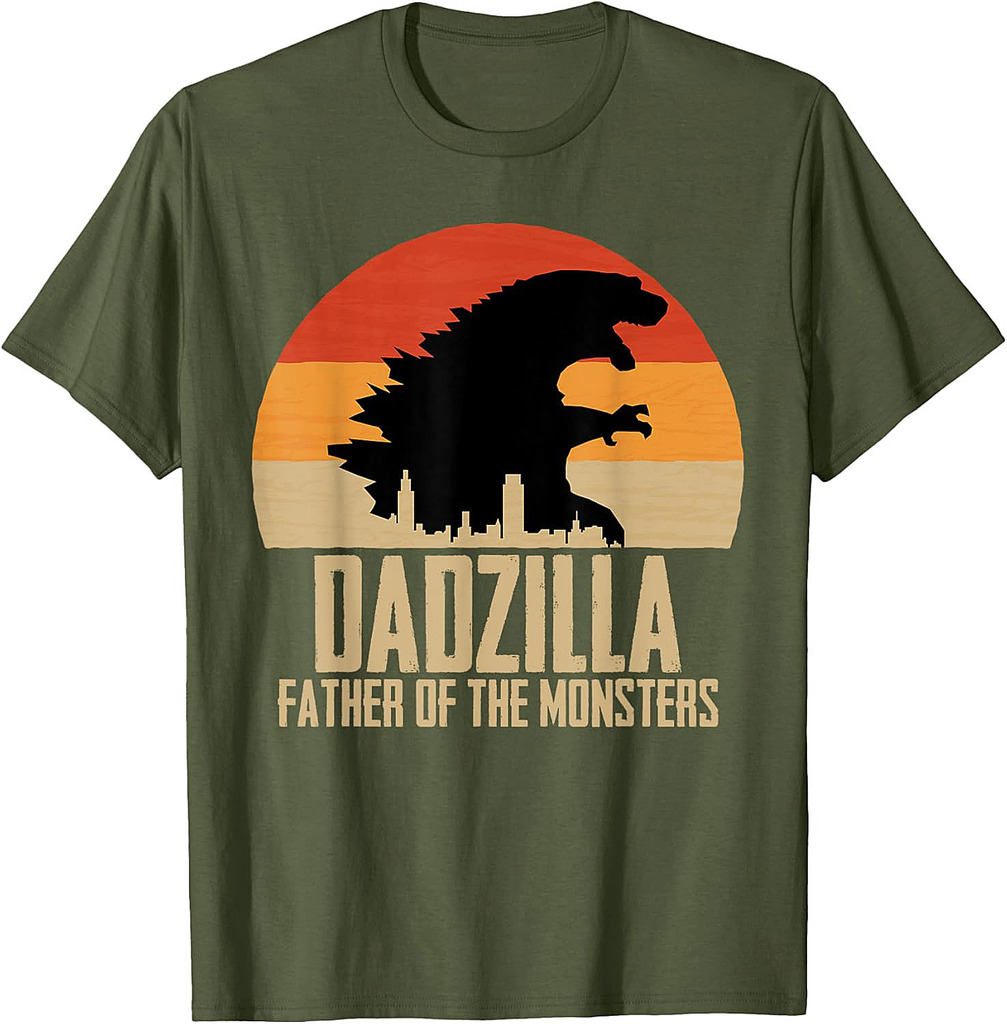 Dinosaur Dad Monsters Father's Day Dadzilla Dino Sunset T-Shirt