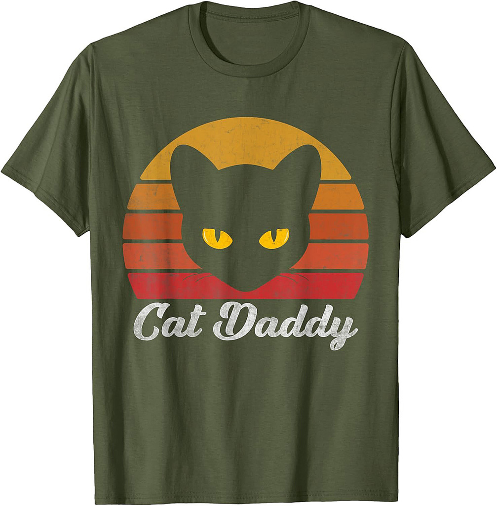 Black Cat Daddy Retro Birthday & Father's Day Cat Dad T-Shirt