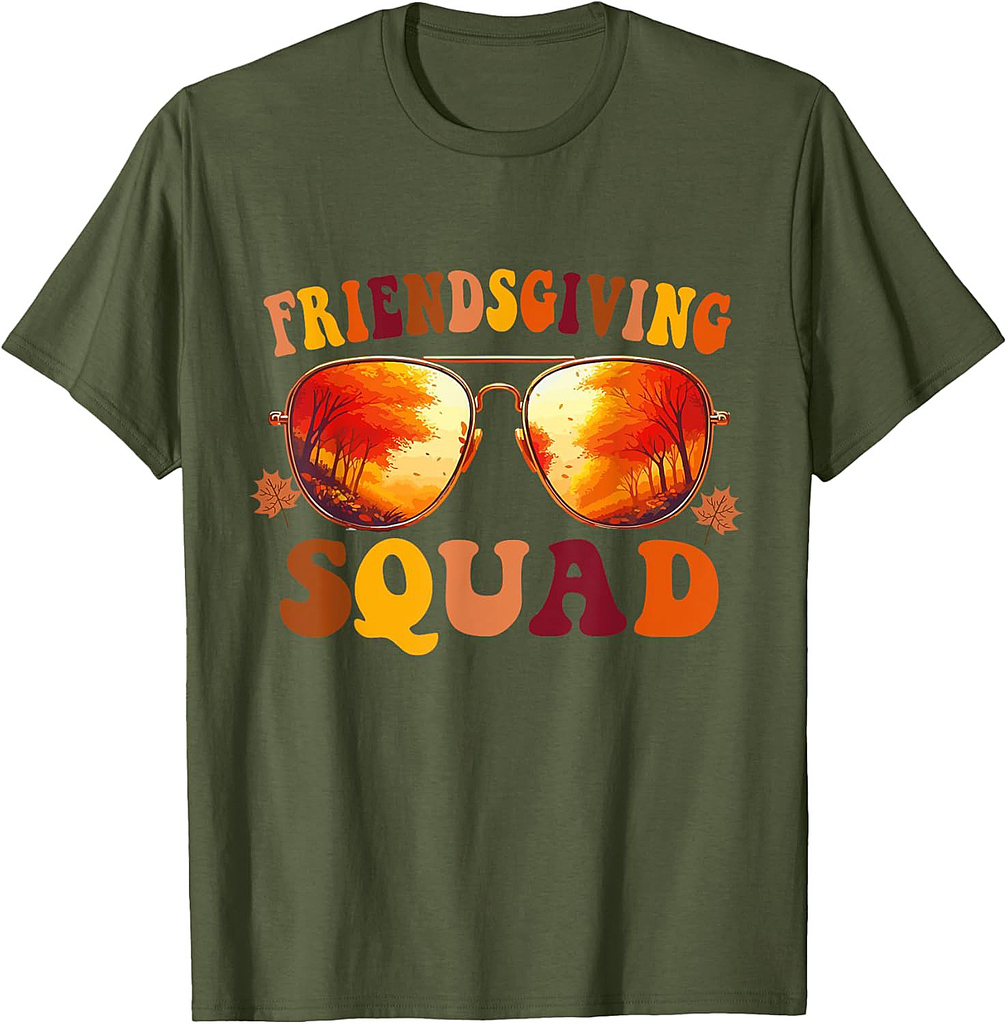 Friendsgiving Squad Thanksgiving 2025 Retro Sunglasses Fall T-Shirt