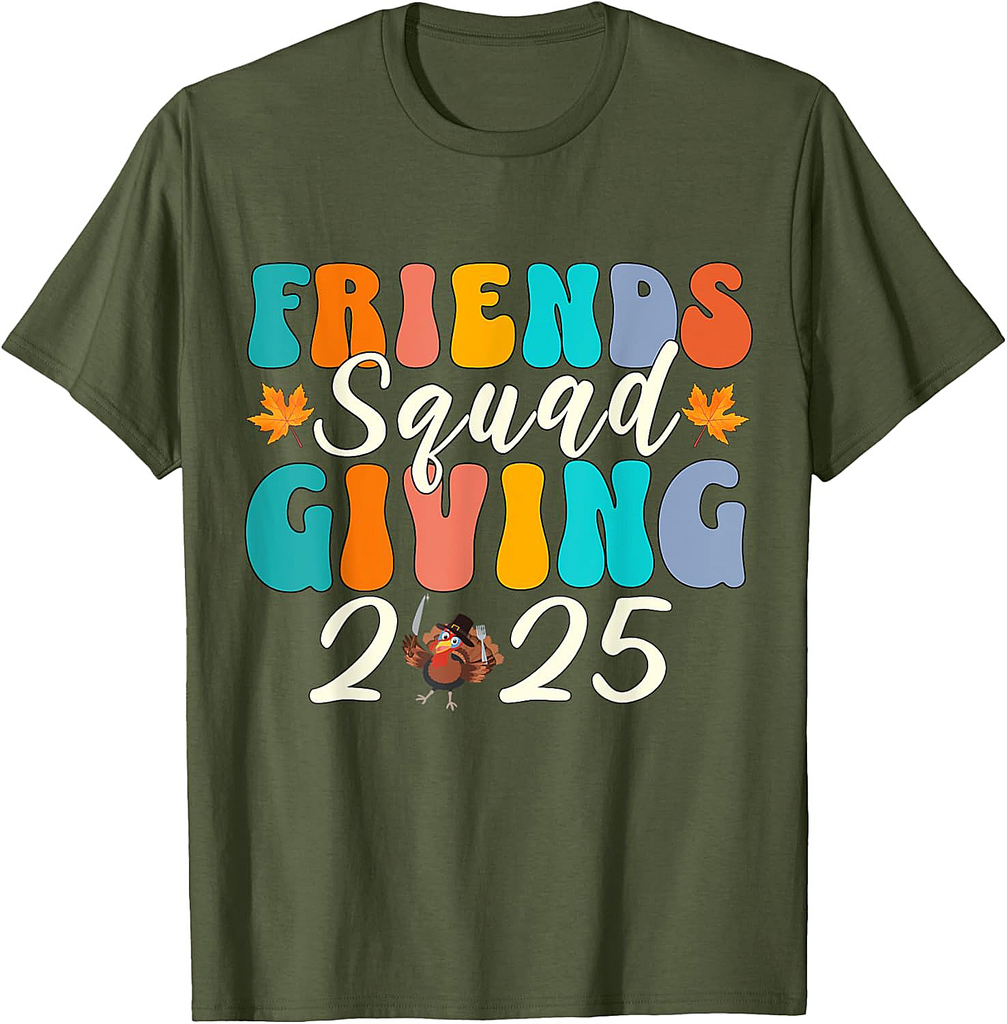 Retro Friendsgiving Squad 2025 Thanksgiving Group Fall T-Shirt