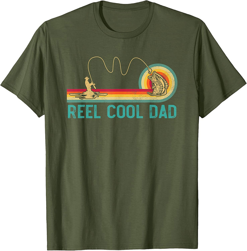 Reel Cool Dad Vintage Retro Fishing Funny Fisherman Dad T-Shirt