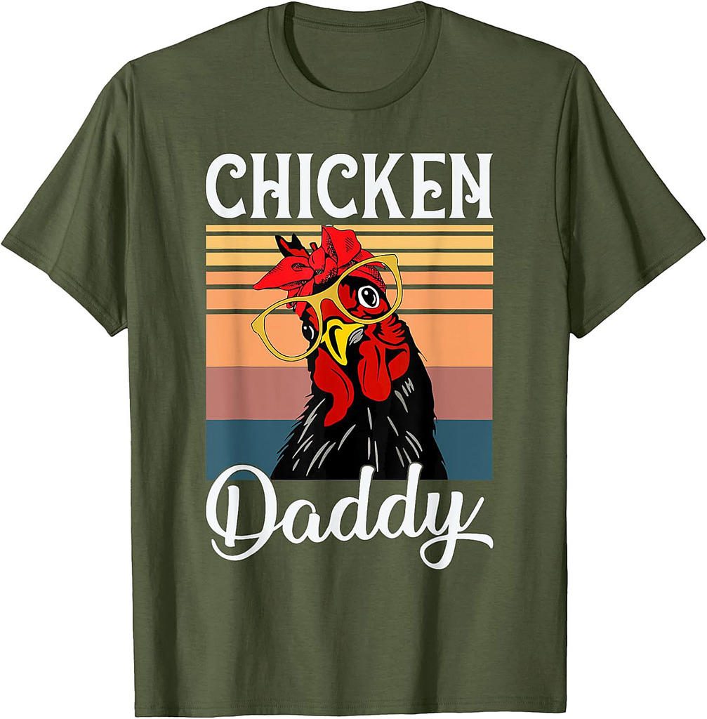 Chicken Daddy Vintage Rooster For Dad Farmer Fathers Day T-Shirt