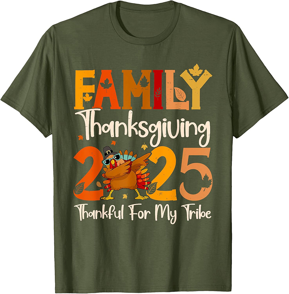 Family Thanksgiving 2025 Crew Dabbing Turkey Group Matching T-Shirt