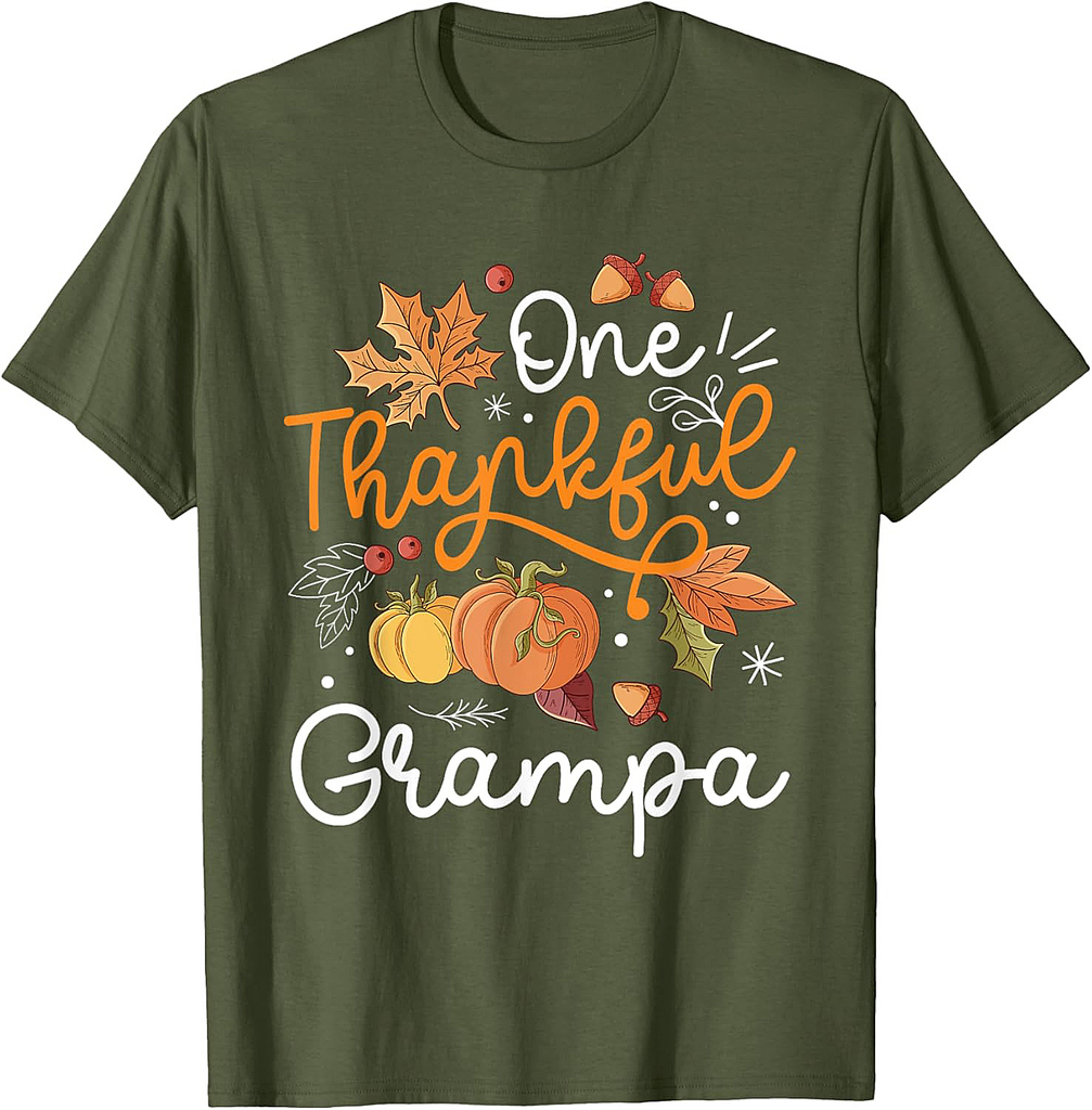 One Thankful Grampa Happy Thaksgiving Pumpkin Fall Autumn T-Shirt