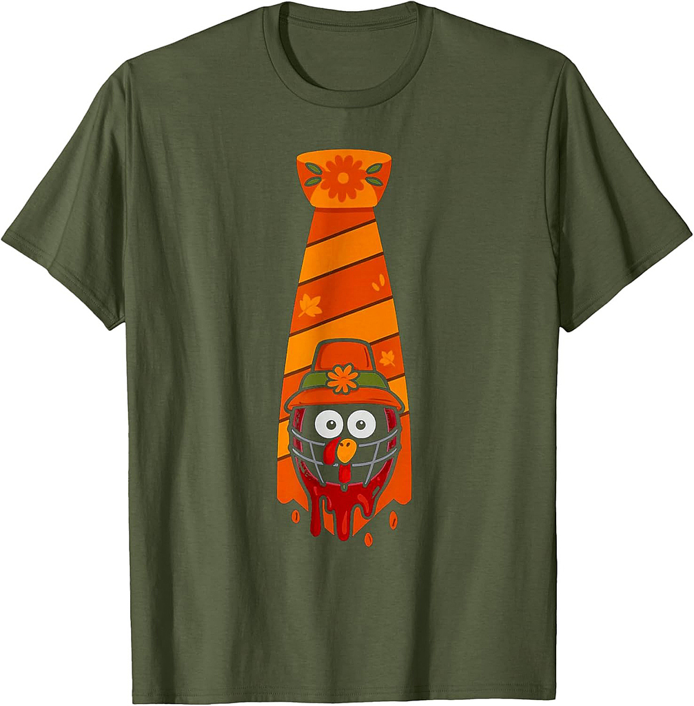 Funny Turkey Pilgrim Fall Tie Thanksgiving Humor T-Shirt