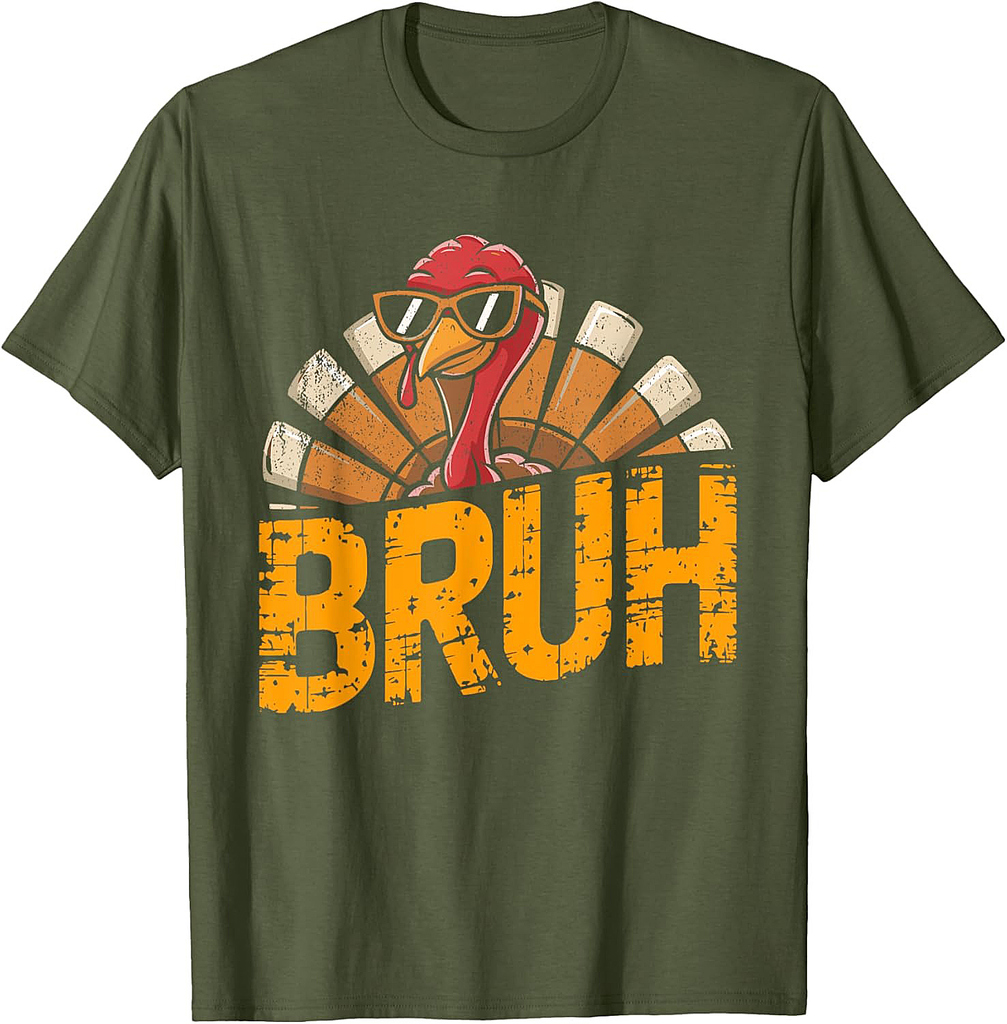 Bruh Funny Thanksgiving Cool Turkey For Boys T-Shirt