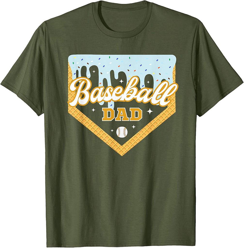 Baseball DAD Home Plate Ice Cream Drip Father's Day Daddy T-Shirt