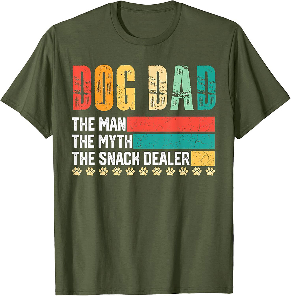 Vintage Dog Dad The Man The Myth Snack Dealer Father Day T-Shirt