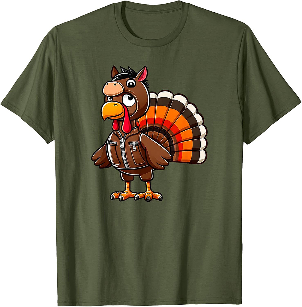 Turkey Costume Horse Funny Thanksgiving Turkey Women Men T-Shirt