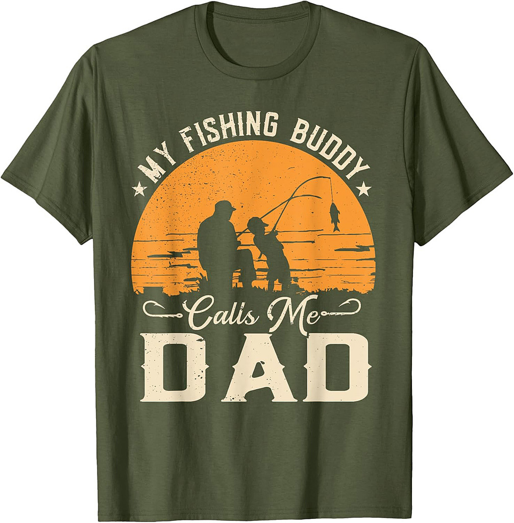 Fishing Buddies Dad And Son Fathers Day Matching Fishing T-Shirt
