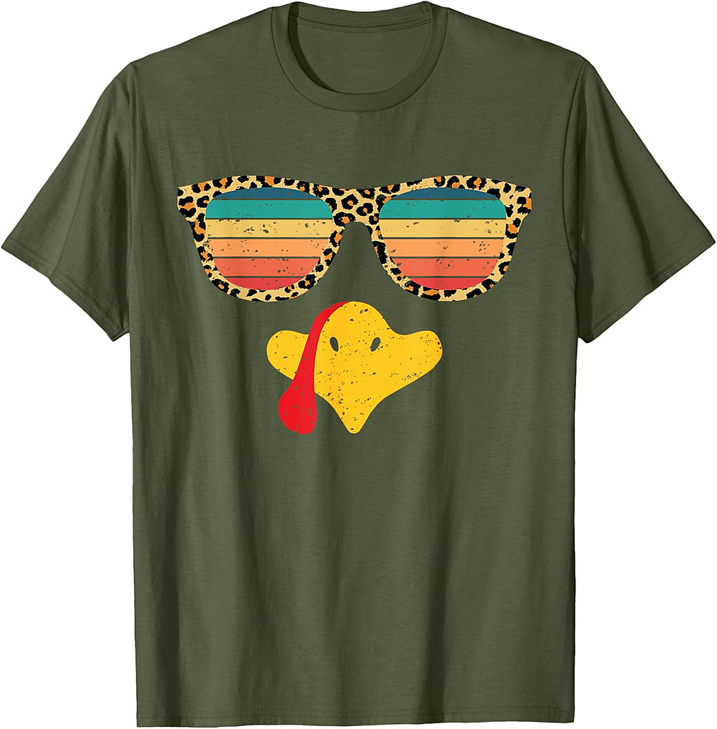 Cool Turkey Face With Sunglasses Funny Thanksgiving For Men T-Shirt