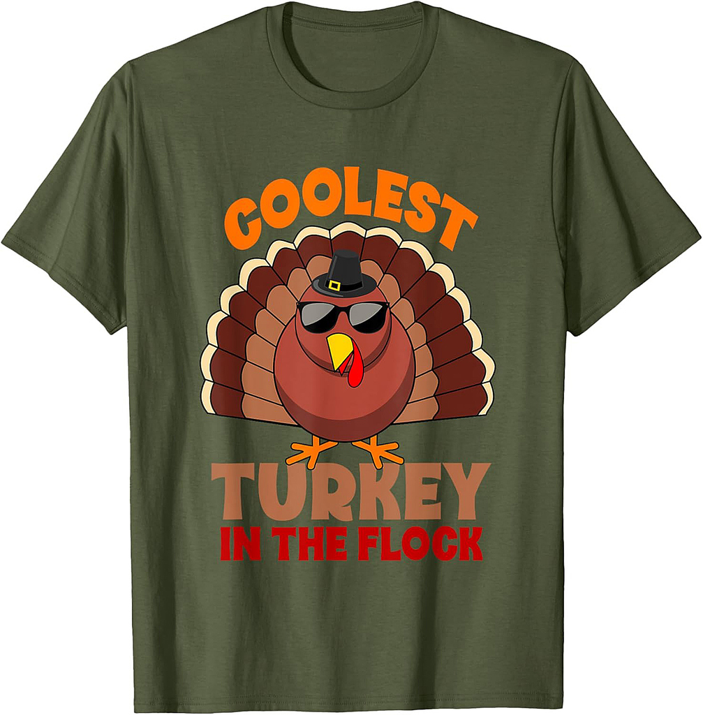 Coolest Turkey in the Flock Funny Turkey Thanksgiving T-Shirt