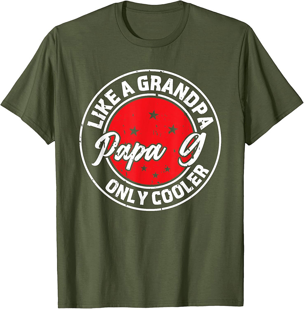 Papa G Like A Grandpa Only Cooler Retro Men Father's Day T-Shirt